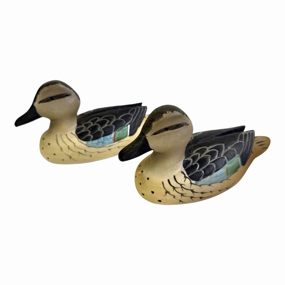 Vintage 2 WIW Porcelain Ducks Figurines Hand Painted Taiwan